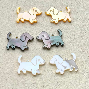 Natural Mother of pearl animal design cutting dog image for jewelry bracelet making small beans cabochon girls necklace DIY using