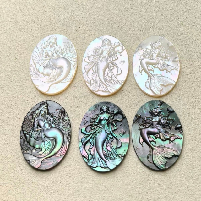 Natural Mother of pearl image design cutting fish shape for pendant making women jewelry embossment design cabochon bigger size 