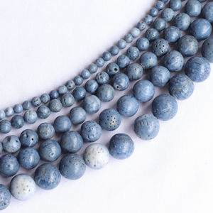 Natural Mother of pearl round beans necklace making blue coral stone little beans fashion jewelry for women bracelet DIY using