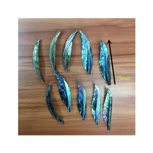Natural Mother of pearl wings shape cutting for women pendant design making abalone shell long shape embossment cabochon 