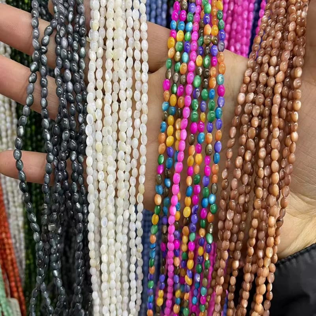 Natural Mother of pearl rice shape cutting for necklace design making colorful shell small beans parts women bracelet DIY making