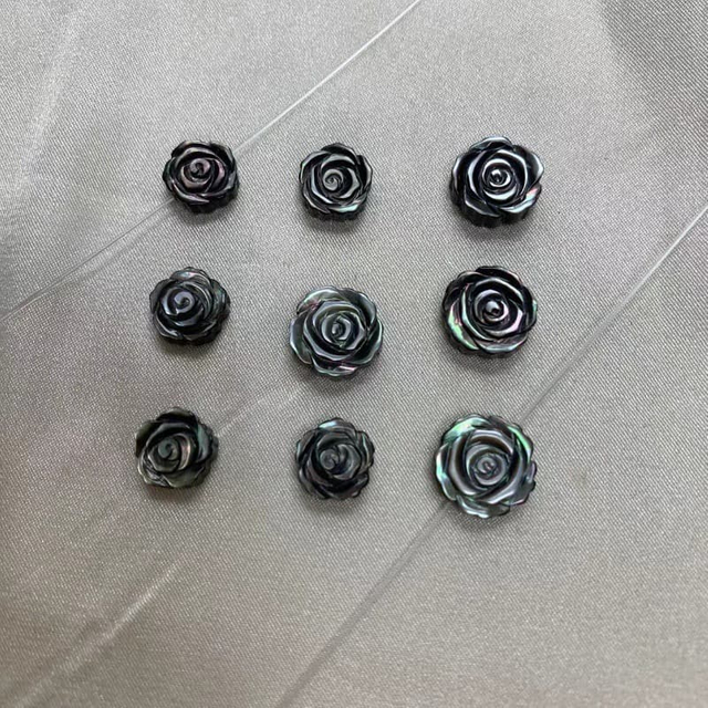 Natural Mother of pearl flower shape cutting black shell double face small beans for women jewelry DIY parts necklace using 
