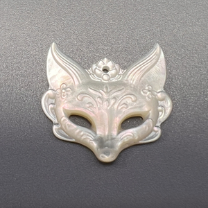 Natural Mother of pearl fox design for pendant women jewelry black shell embossment cabochon design hollow design necklace 