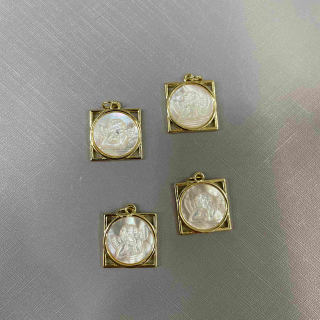 Natural Mother of pearl image shape cutting embossment pendant making angle image white shell round design guadalupe 