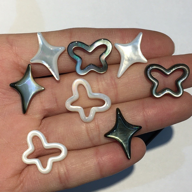 Natural Mother of pearl flower cutting earrings design jewelry beads necklace making for women DIY parts cabochon inlay jewelry