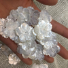 Natural Mother of pearl big flower shape cutting brooch design making women jewelry DIY beans fashion inlay parts white flower