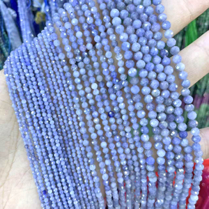 Natural Mother of pearl tanzanite beads face cutting necklace making women jewelry fashion design small ball blue color stone 
