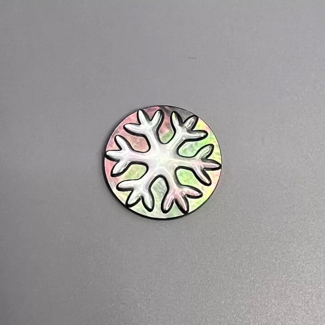 Natural Mother of pearl round cabochon design cutting for jewelry inlay making round snow design embossment black shell 