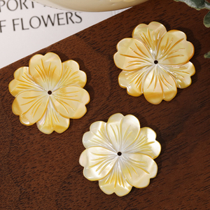 Natural Mother of pearl earring design flower carving for jewelry pendant making white shell cabochon inlay design necklace 