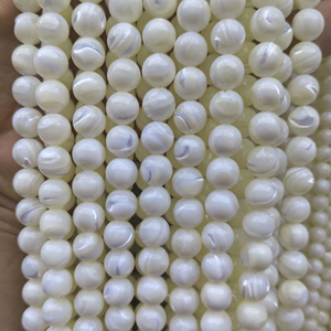 Natural Mother of pearl round ball necklace design white mop conch shell for women chain design making bracelet DIY beads 