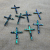 Natural Mother of pearl cross shape cutting for pendant making inlay thin design cross cabochon women jewelry colorful abalone 