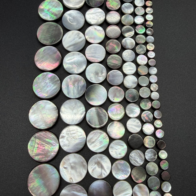 Natural Mother of pearl small beans black color fashion bracelet design for women jewelry making pretty necklace flat face design