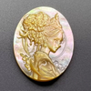 Natural Mother of pearl cameo design cutting oval shape big pendant lady face for women necklace making black shell cutting