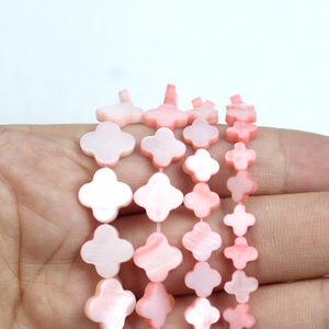 Natural Mother of pearl clover shape necklace design using for women fashion jewelry making pink shell bracelet DIY parts flower