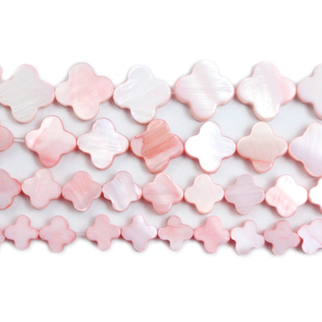 Natural Mother of pearl clover shape necklace design using for women fashion jewelry making pink shell bracelet DIY parts flower