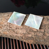 Natural Mother of pearl square shape carving disc design white shell thin thickness double flat face pendant using rectangle 
