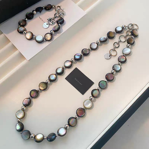 Natural Mother of pearl necklace women jewelry making black color beads design chian DIY handmade fashiom style parts 