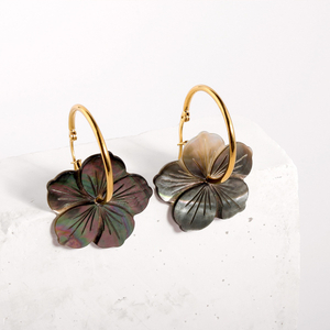 Natural Mother of pearl flower earring design jewelry black earring flower making bracelet design shell and big size necklace 