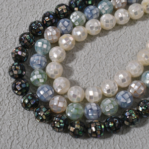 Natural Mother of pearl ball chain shell necklace colorfull round black shell jewelry design making pendant DIY cabochon design