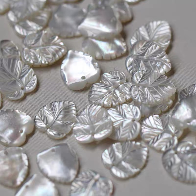 Natural Mother of pearl leaf shape cutting for earrings design small cabochon women necklace making image girls bracelet using 