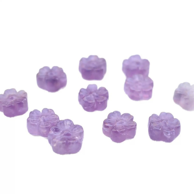 Natural Mother of pearl small beans amethyst for women bracelet design making double face crystal jewelry parts DIY flower cabochon 